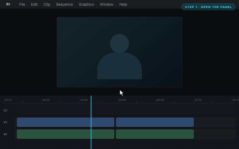 Opening the CaptionLab panel inside Premiere Pro